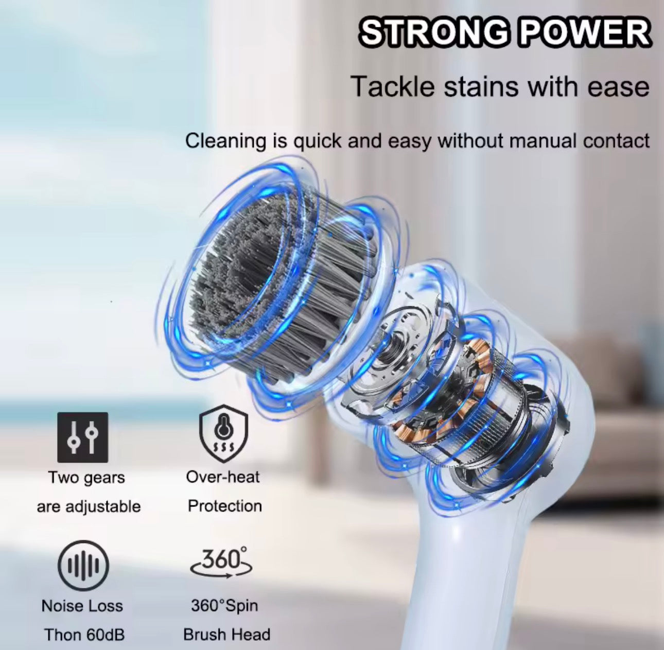 USB Electric Rotary Scrubber Cleaning Brush With 5 Heads For Kitchen Bathtub Tile Car Multi Surface Cleaning Tool