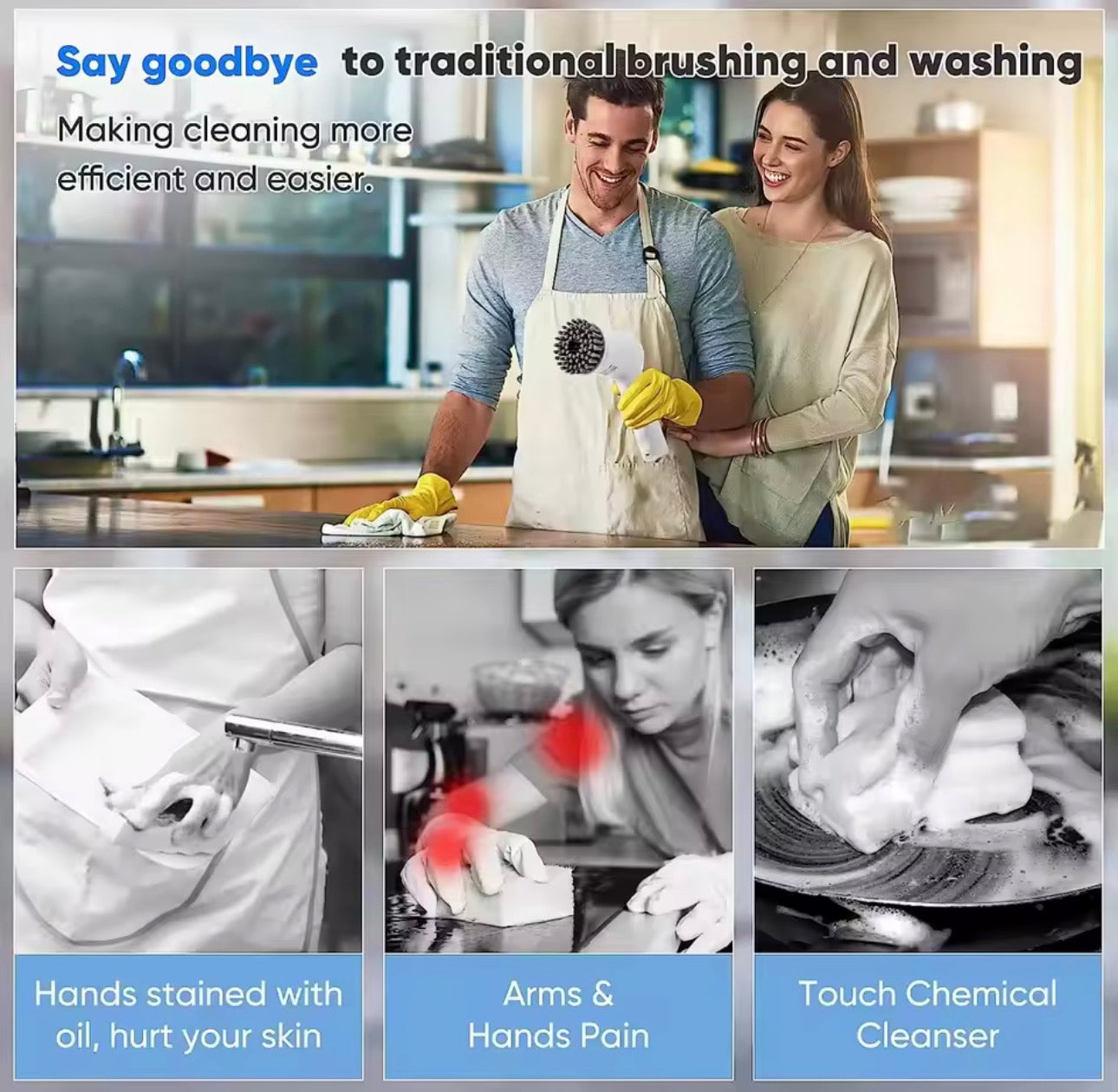 USB Electric Rotary Scrubber Cleaning Brush With 5 Heads For Kitchen Bathtub Tile Car Multi Surface Cleaning Tool