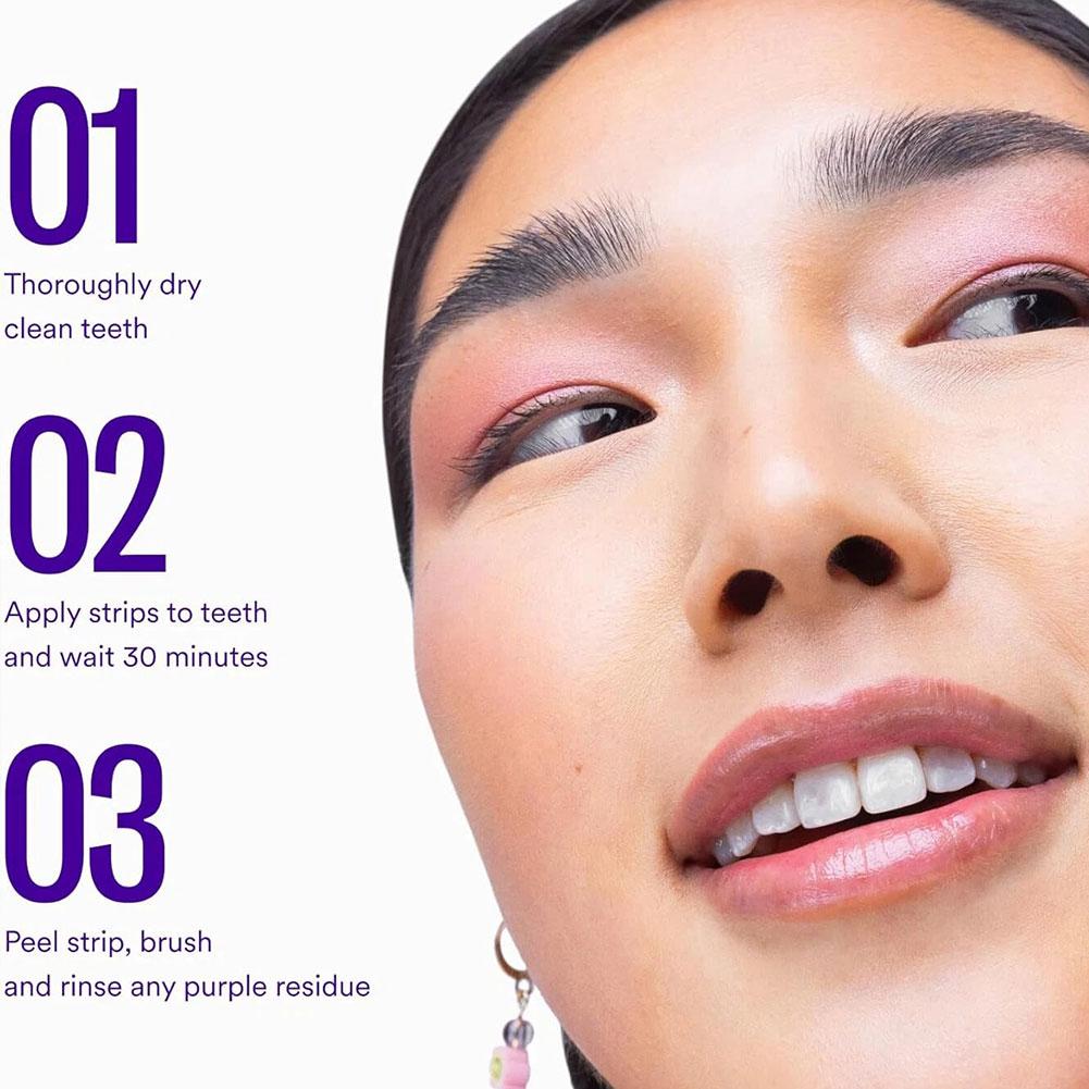 V34 Hismile Teeth Whitening Strips Original Brand Purple Remove Yellow Clean Mouth Dental Care WHITENS AFTER ONE USE Teeth Patch