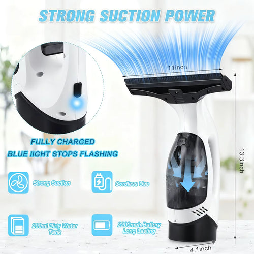 Cordless Rechargeable Window Washer – Effortless Cleaning for Glass, Mirrors, Cars & More